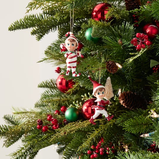 4.25" Santa's Jolly Elf Ornaments Set